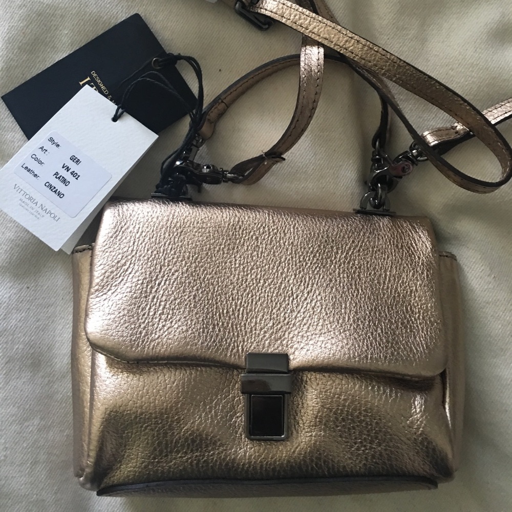 Vittoria Napoli mini gold crossbody bag